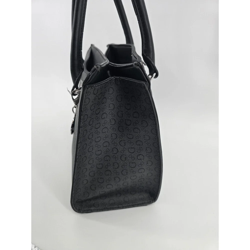 GUESS Pampa Tote Bag - Black Monogram Satchel Shoulder Bag